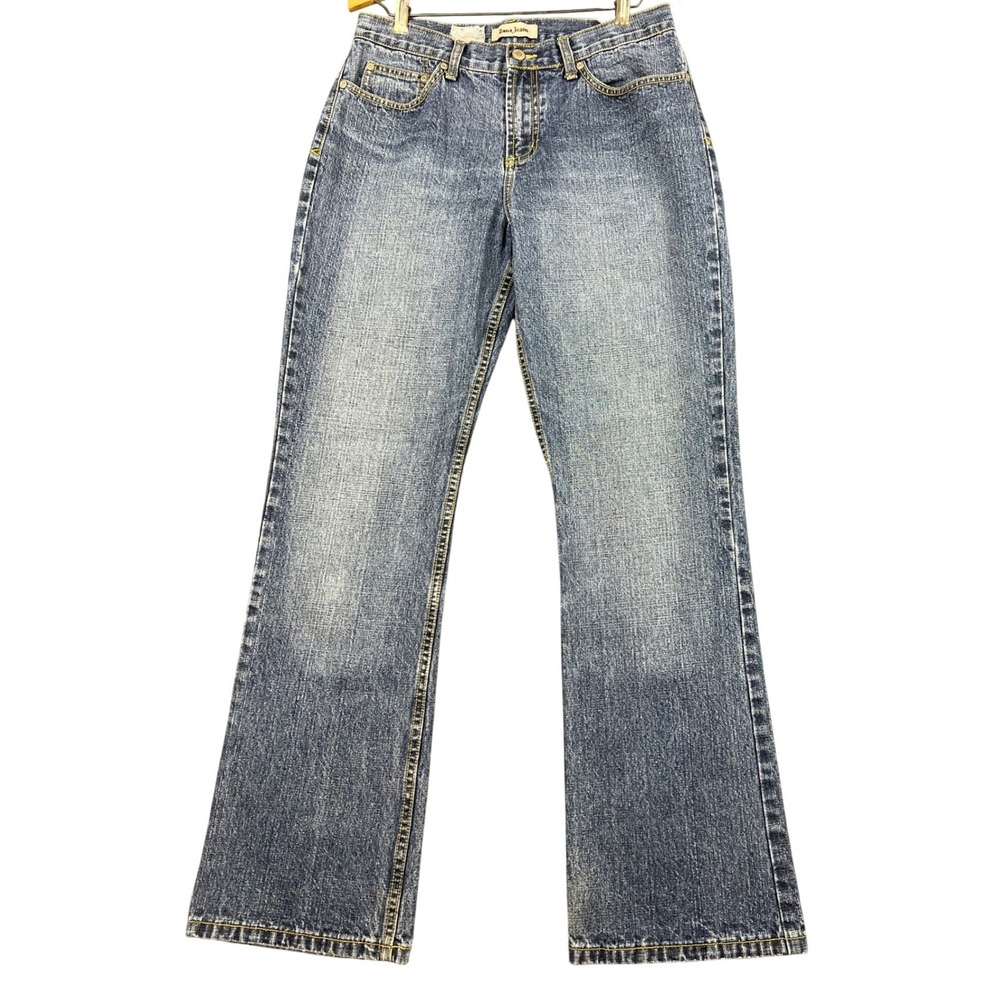 Zena Jeans Womens 30 Bootcut Flare Denim Blue Butterfly Patch Mid Rise Vintage